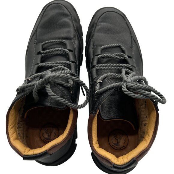 Flyland Mens 48 US 13 Black Leather Chukka Boots Outdoor Hiking Casual Normcore - Picture 8 of 12